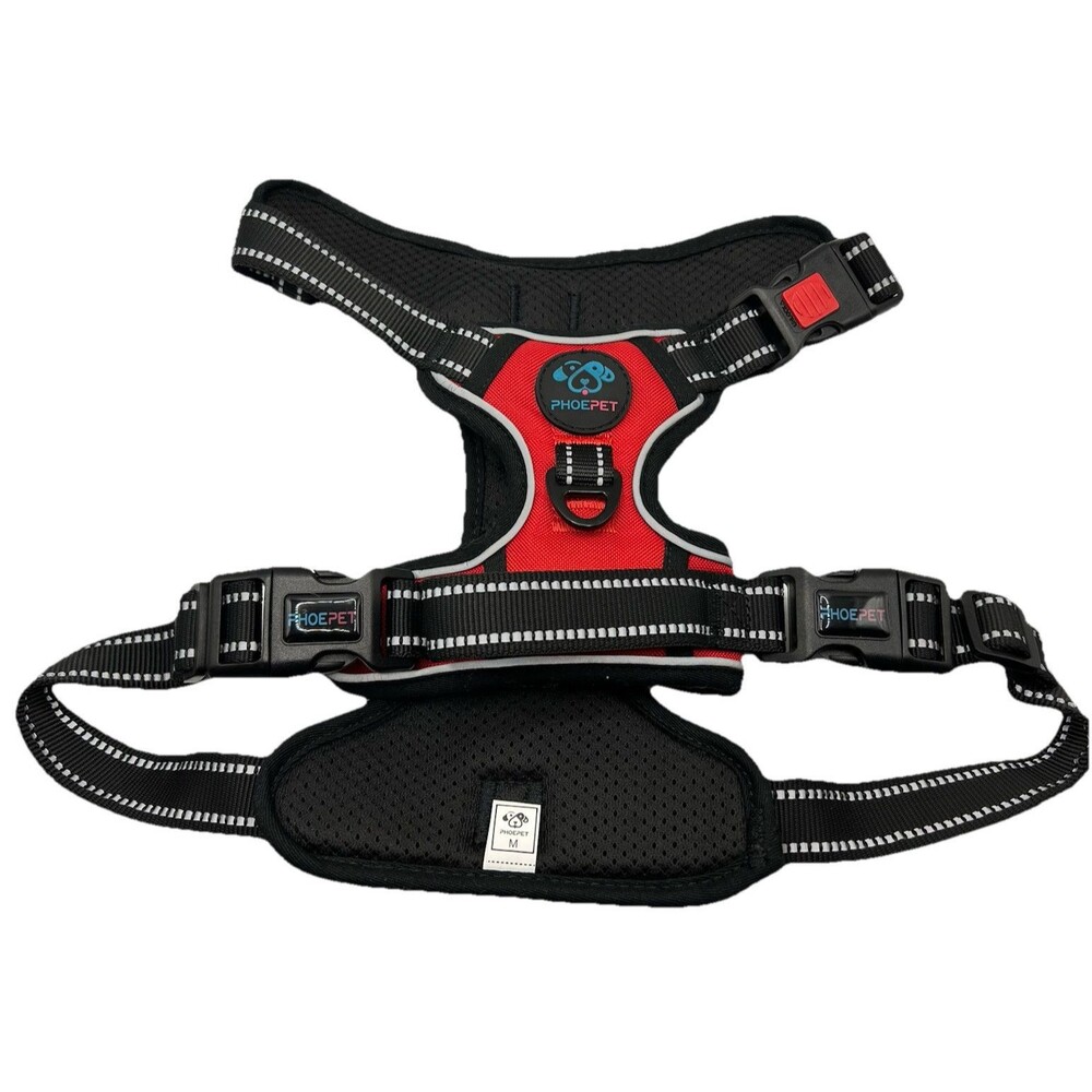 PHOEPET Dog Vest Medium Harness RED Reflective Front Clip Metal D Ring HANDLE